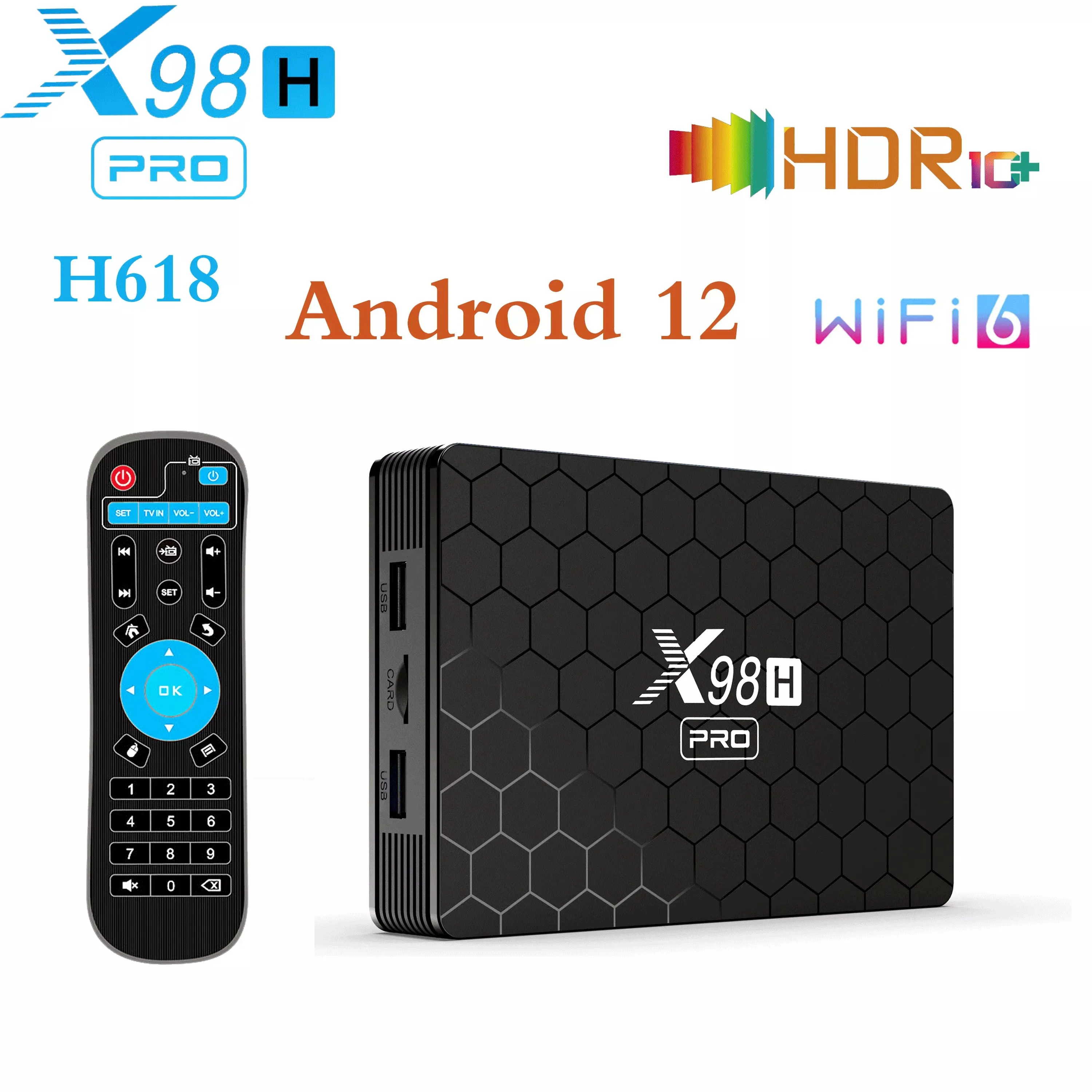 Android 12 X98H Pro TV Box 2.4G 5G WIFI6 4GB 64B 32GB 2GB16GB BT5.0メディアプレーヤーレシーバーHD入力セットトップボックス