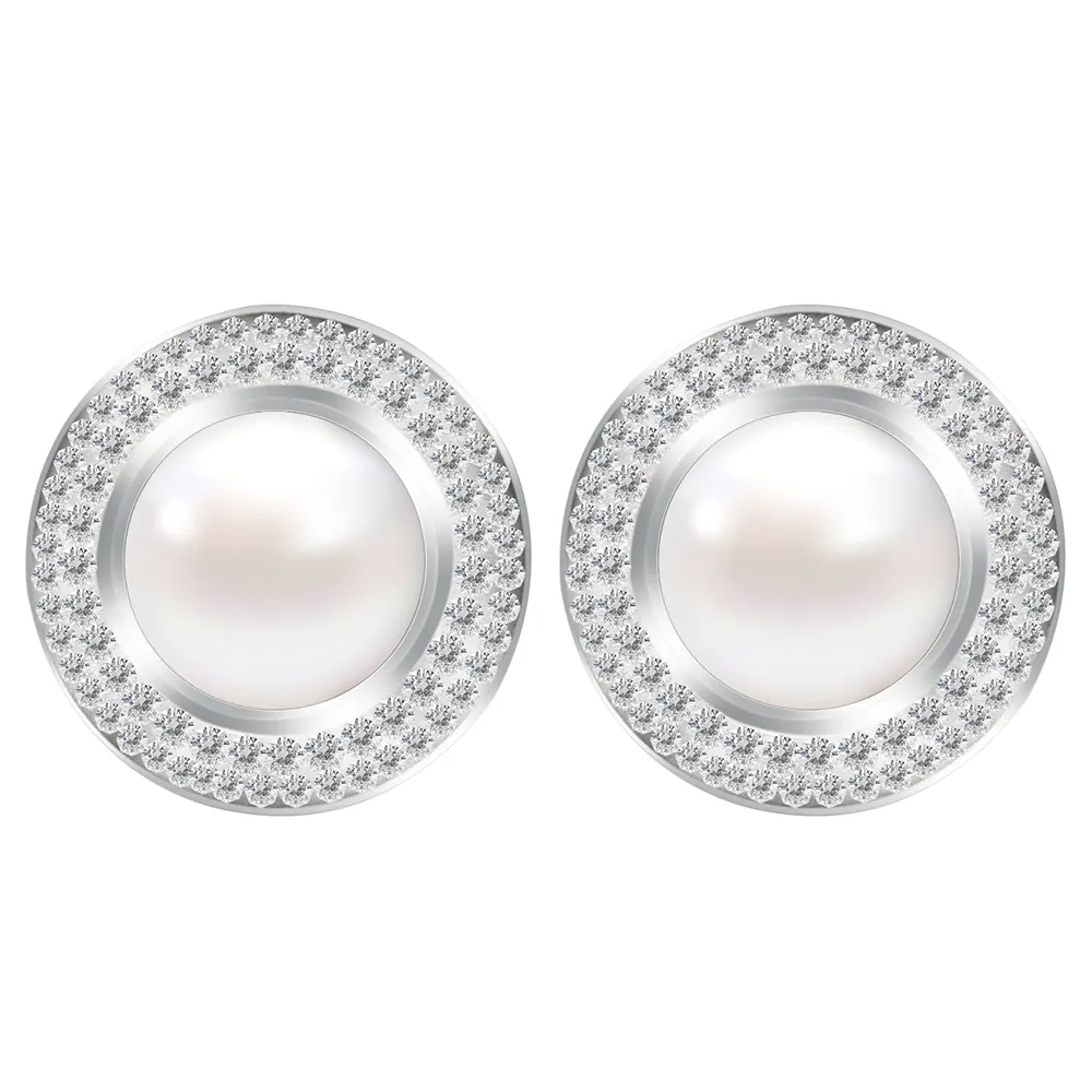 Stud Earring 925 Sterling Silver Jewelry 10mm Natural freshwater Pearl Women Earrings