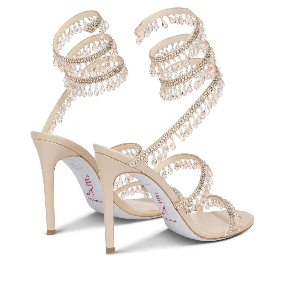 Diamentowy wstawka Caovilla Suknia ślubna Sandał Sandał Women Heels Buty Romantyczna dama żyrandol nagi sztylet sandały biżuterii
