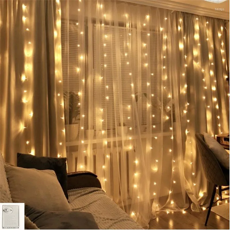 Adornos navideños 3-5m cortina LED carámbano cadena luces decoración para el hogar guirnalda de hadas Noel Navidad 2022 año 2023 dormitorio