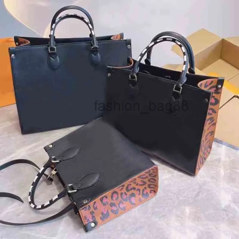 Totes Dames Modetas Hoge kwaliteit Match Leopard Print Grote capaciteit Boodschappentassen Leren Messenger Tote Casual Effen Patchwork Handtas 2022