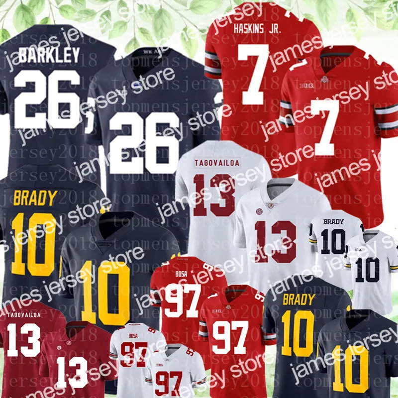 American College Football Wear NCAA Ohio State Buckeyes #7 Dwayne Haskins Jr. #97 Bosa Jersey Penn State Nittany Lions 26 Saquon Barkley 13 Tua Tagovailoa