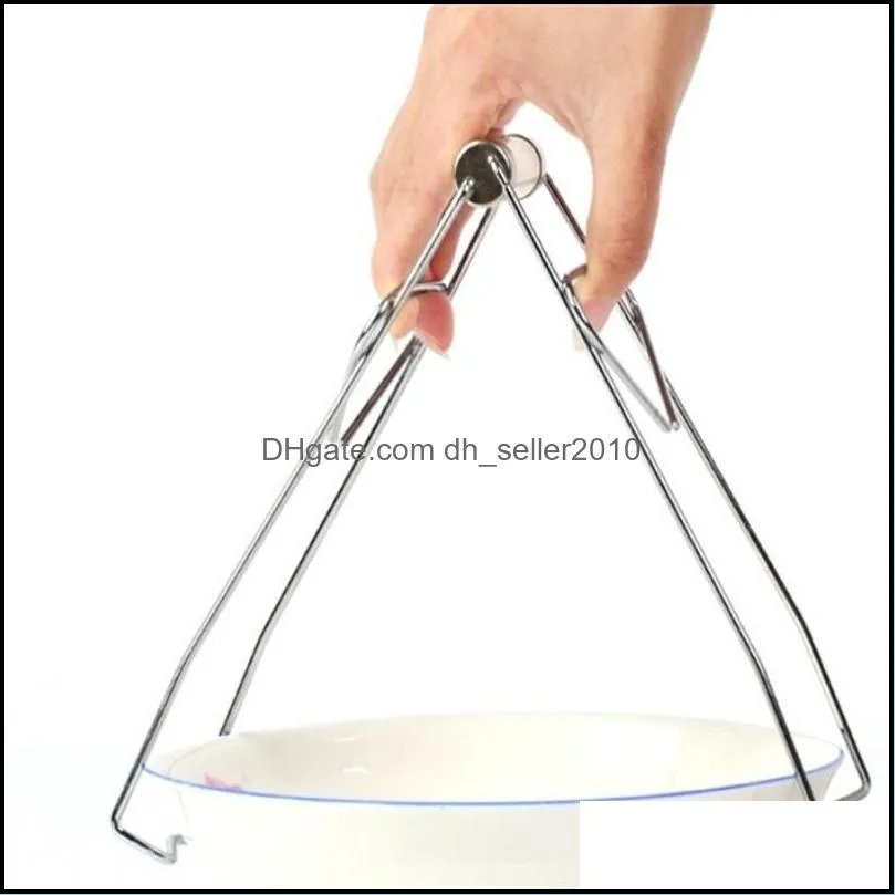 Other Kitchen Dining Bar Kitchen Tools Stainless Steel Foldable Dish Plate Bowl Clip Pots Gripper Crockery Holder Clamp Tongs Claw Dhuqx