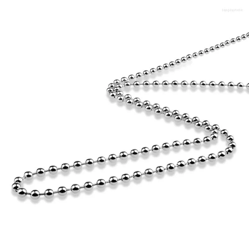 Chains Fine Jewelry 100% 925 Sterling Silver Necklace For Woman Men Round Bead Chain Simple Pendant 2MM Long 18 To 24 Inches