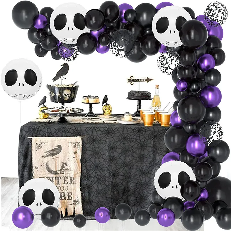 Party Decoration 145PCS Halloween Outdoor Balloon And Scary Skull Foil For Indoor Birthday Decor Gift 220901