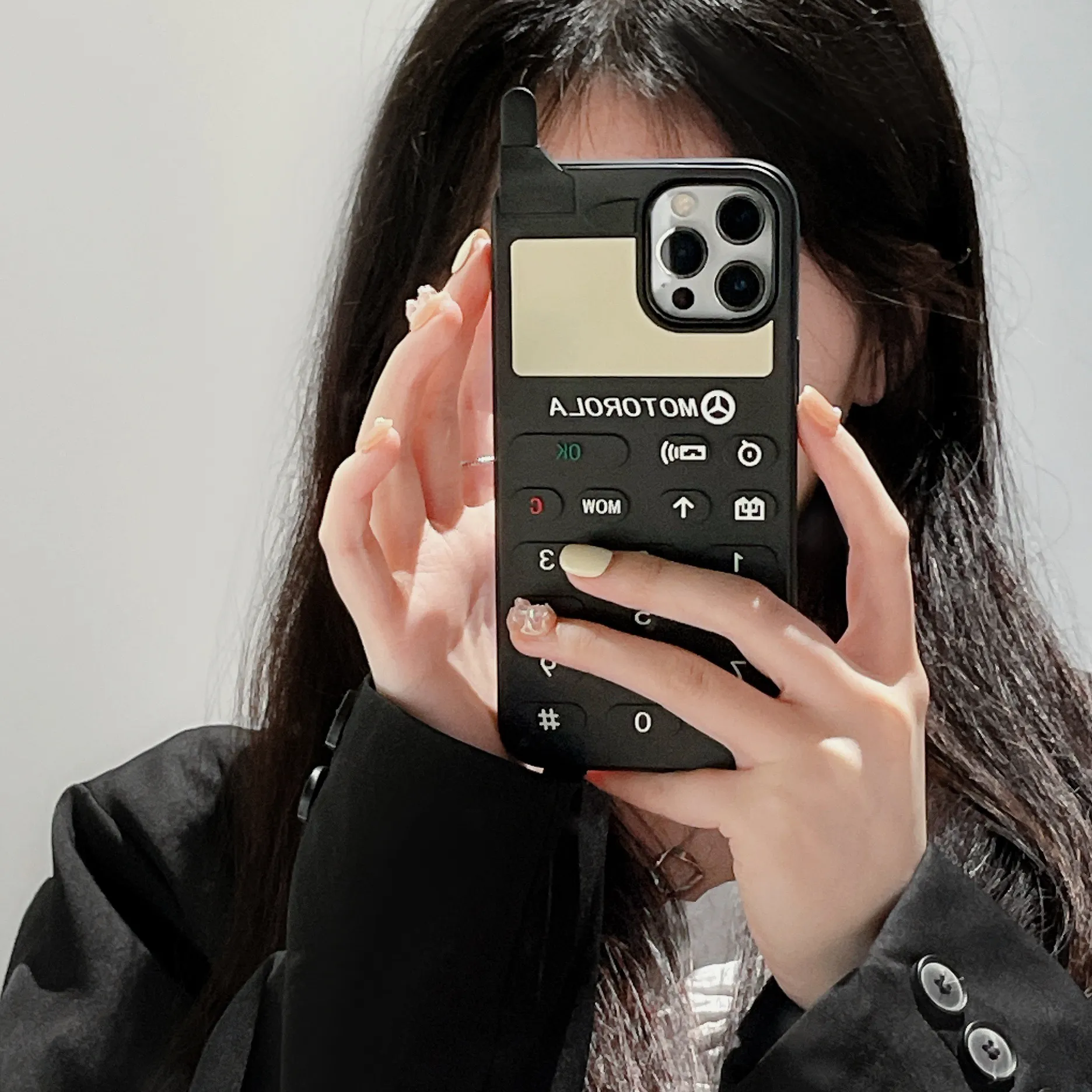 S￶ta 3D -retro -telefonfodral formade mjuka silikon svart telefonskydd f￶r iPhone 14 11 12 13 Pro Max X Xs 7 8 plus st￶tbest￤ndig rygg