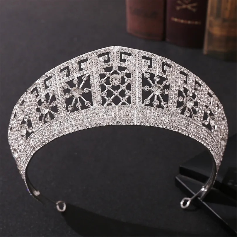 Hochzeit Haarschmuck Barock Silber Farbe Kristall Königin Große Krone Braut Tiara Frauen Schönheitswettbewerb Diadem Zubehör 220831