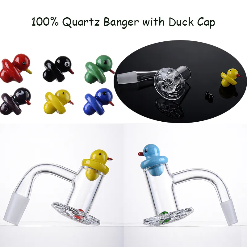 Simpatici Duck Bangers Accessori per fumatori Carb Caps Blender Spin Quartz Banger Nails Colorati bordi smussati Bangers Vetro rubino Perle BSQB01