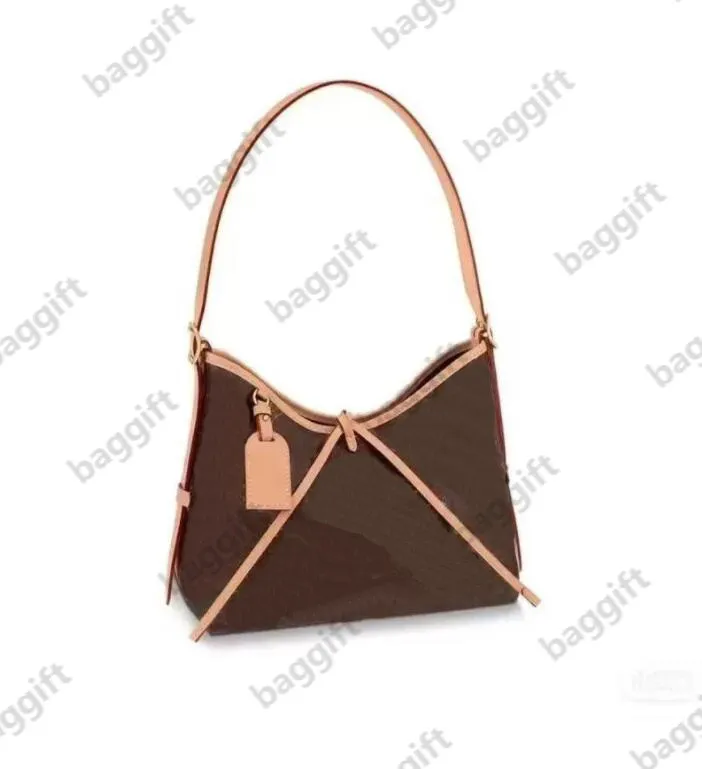 أكياس الكتف Carryall PM MM Mummy Bags Women Vintage Canvas Handbag Presected Leather Trim Pres