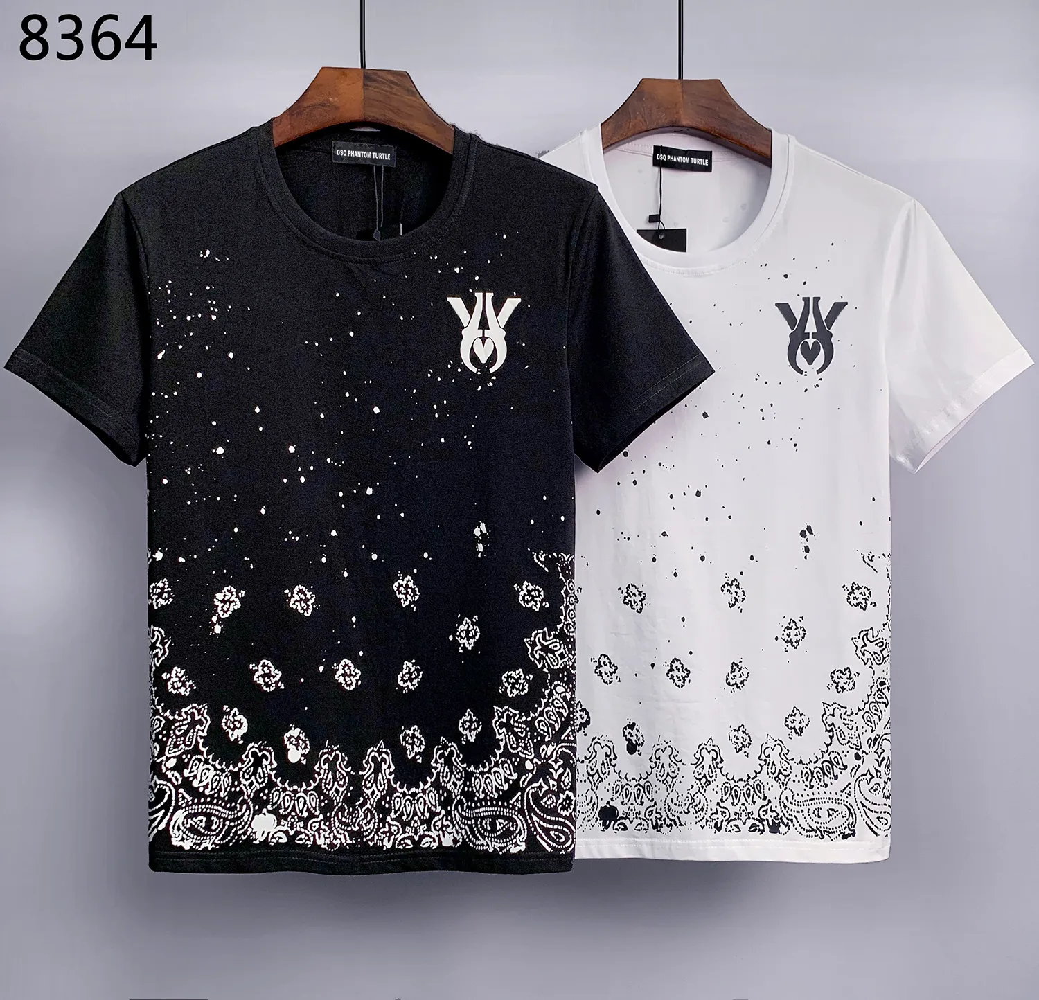 DSQE PHANTOM TURTLE T-shirt da uomo Nero Bianco BANDANA BLEACH MA TEE Uomo Summer Fashion Casual Streetwear Hip Hop T-shirt Tees Top a manica corta 520889