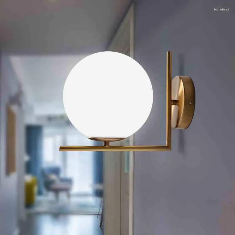 Настенные лампы современный северный металлический белый стеклянный шарик ретро винтажный золотой/черный ламп E27 Loft Cafe Lawer Luminaire AC85-260V