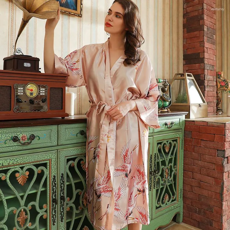 Damen-Nachtwäsche, Satin-Roben, Damen-Bademantel aus Kunstseide, Brautjungfern-Kimono-Robe, Brautkleid, Home-Dressing, Nachthemd, Homewear, Dame in Übergröße