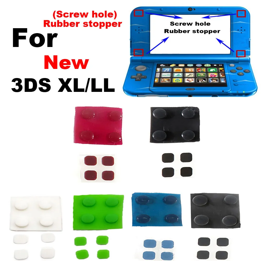 Gummipads für die neue 3DS XL LL-Konsole, vorne und hinten, Schraube, Gummifüße, Abdeckung des oberen LCD-Bildschirms, Schraubenabdeckungen