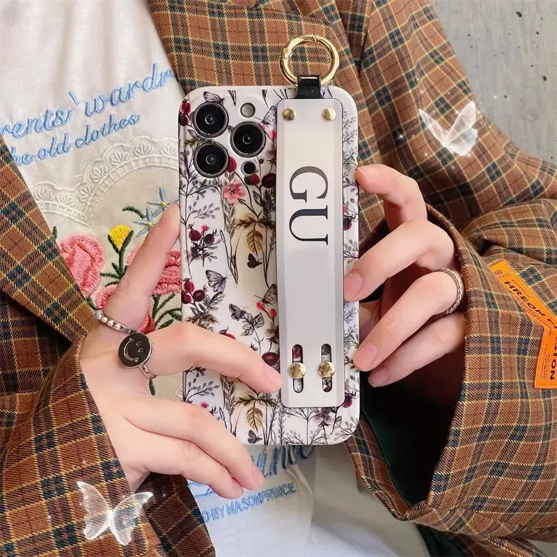Moda Çiçek Bilek Bant Tasarımcıları İPhone Case 12 Vaka Telefon Kılıfı 13 Pro Maks Yüksek Görünüm 11 Güz Kanıtı Xs Çift Yumuşak Kılıf