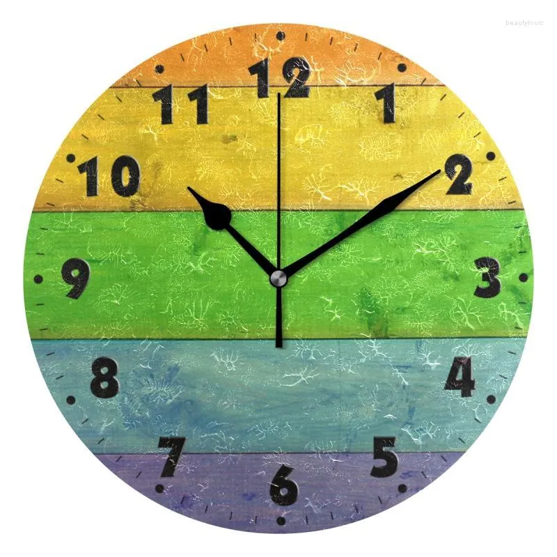 Horloges murales 25 cm horloge silencieuse à piles non tic-tac Vintage bois impression montre suspendue pour cuisine maison bureau décor