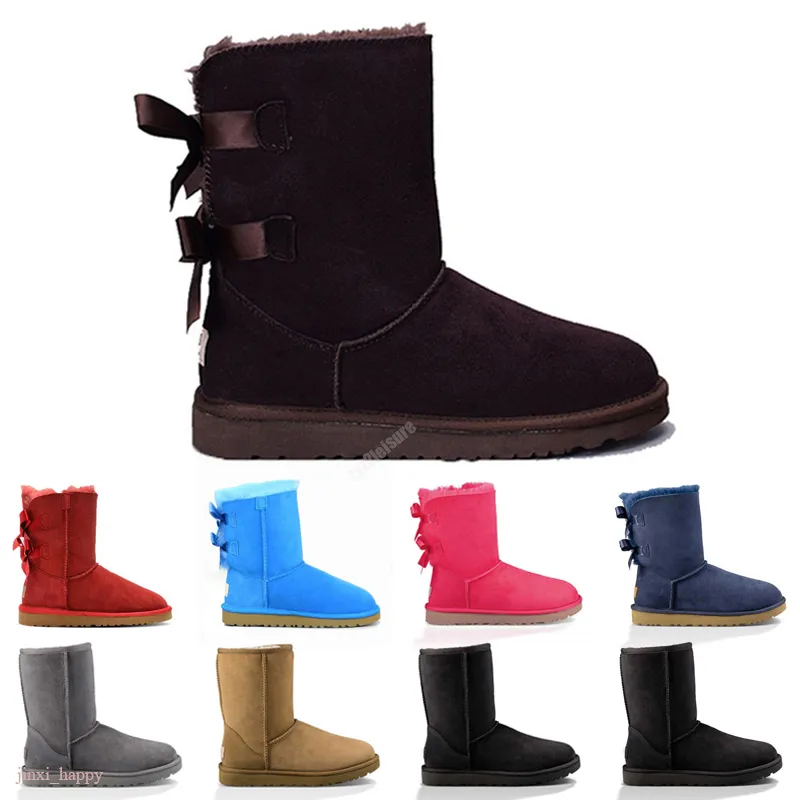 High quality Australia bow U Snowshoes High Women Snow Boots Soft Comfortable Sheepskin Keep Warm Plush boot With Card Dustbag Beautiful Gifts 5062G