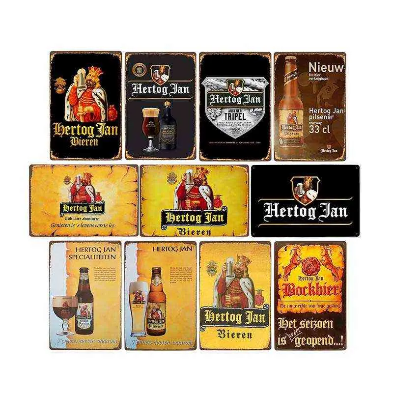 Metal Painting NEW Hertog Jan Beer Metal Tin Sign Vintage Posters Pub Bar Wall Painting Plaque Decoration Home Decor 20x30cm T220829