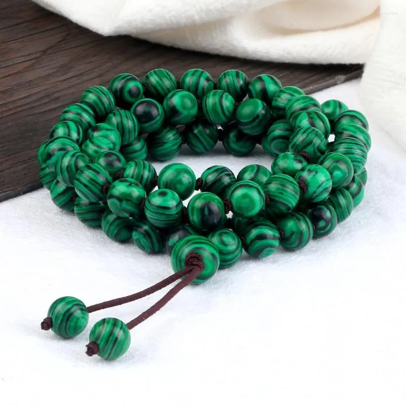 Brin 8 MM Malachite Pierre Perlé Bracelet Charme 80 Perles Méditation Collier Prière Naturel Guérison Bijoux Cadeau Pour Femmes Hommes