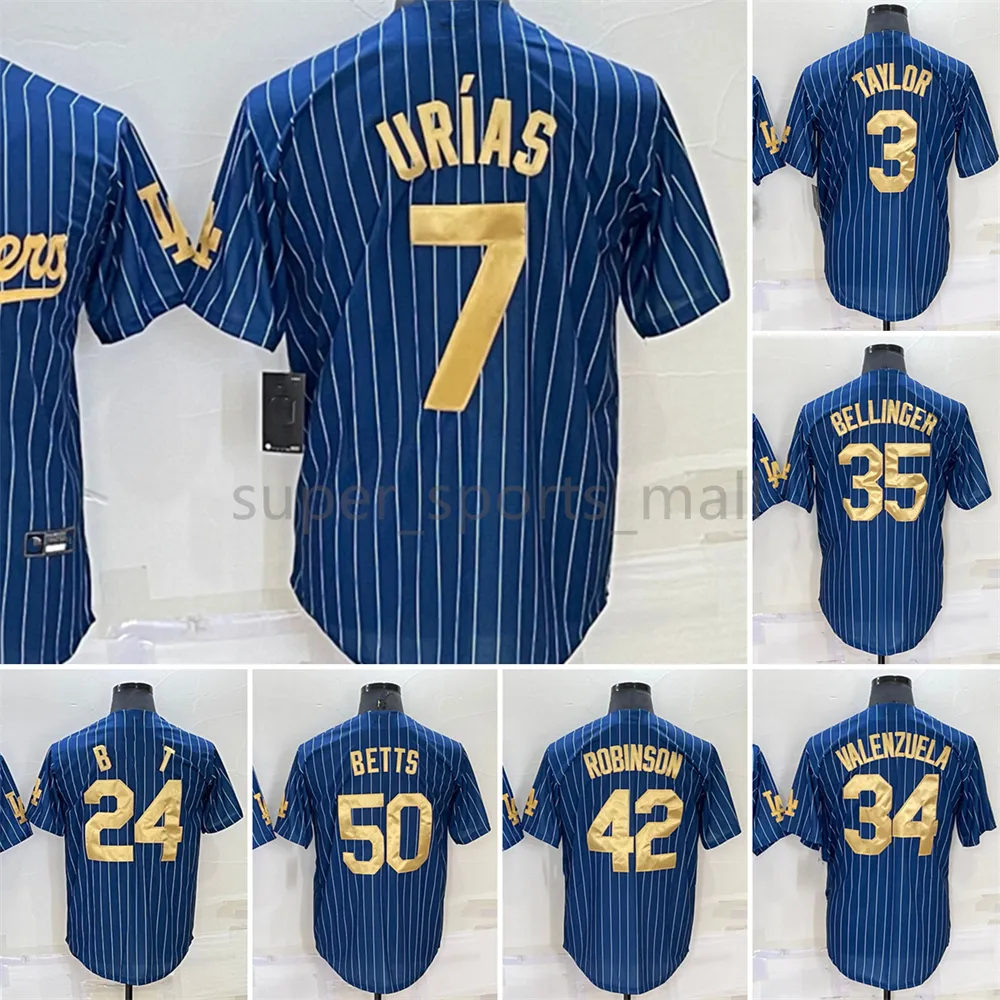 2022 New Baseball Jersey 7 Julio Urias 42 Jackie Robinson 34 Fernando Valenzuela 50 Mookie Betts 35 Cody Bellinger 3 Chris Taylor # 24 Maillots cousus Hommes Taille S - XXXL