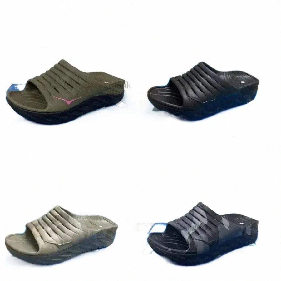 Slippers Hoka ONE ONE Men Ora Recovery Slide Slippers Black Army Green Soothing Mens Slipper 