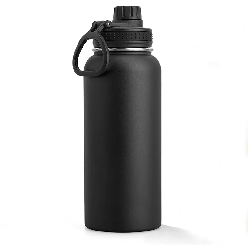 Water Bottles Insulated Water Bottle 1000ml 32 oz Stainless Steel Double Wall Vacuum Wide Mouth Sport Bottle with Leakproof Spout Lid 220830