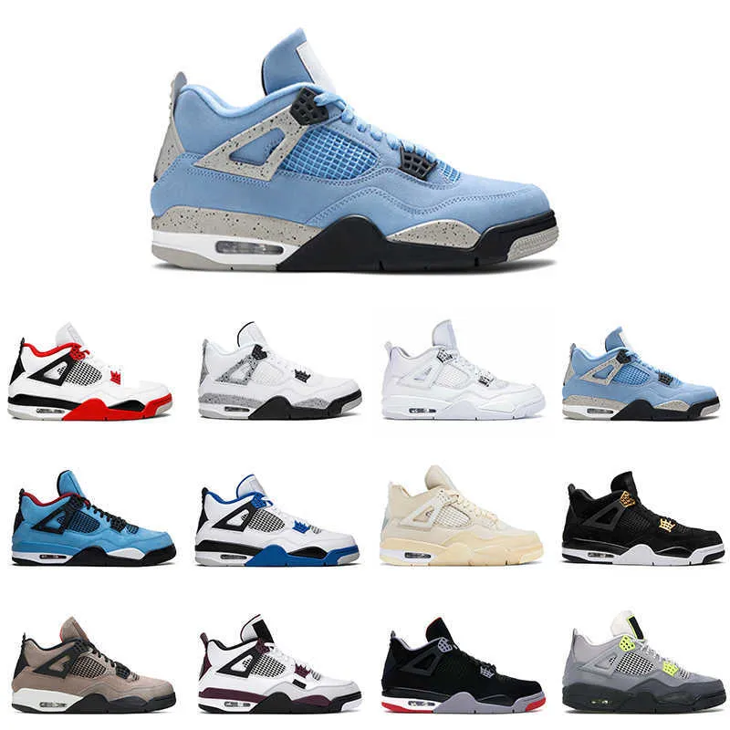 University Blue 2021 Mens Basketball Shoes 4s 4 Sail Taupe Haze Black