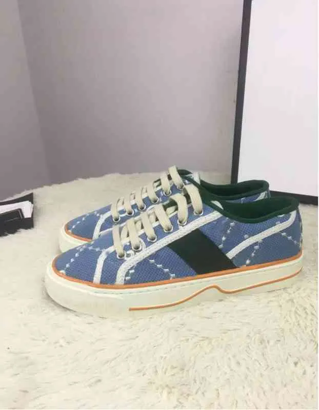 Chaussures Casual Tennis 1977 Canvas Chaussures Casual Luxurys Designers Womens Shoe Italy Green And Red Web Stripe Rubber Sole Stretch Cotton Low Top Mens