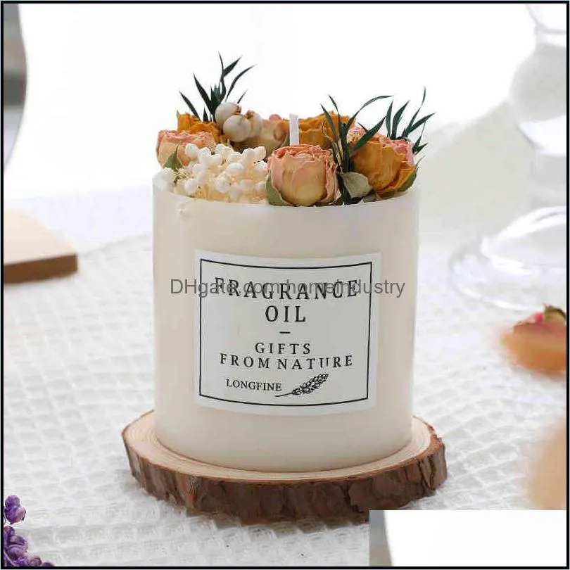 preserved decoration flower scented candles smoke free with base and gift box exquisite gifts