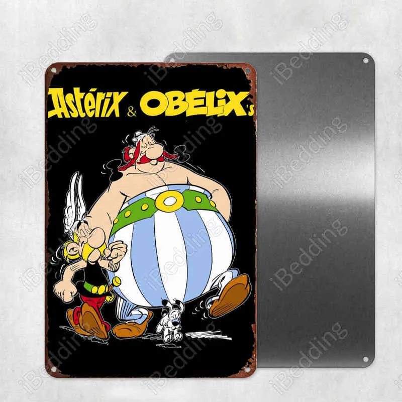 Metallgemälde „Asterix Obelix Film“, 20 x 30 cm, Vintage, individuelle Metallschilder, Nummernschilder, Retro-Plakette, Eisengemälde, Heimdekoration, T220829