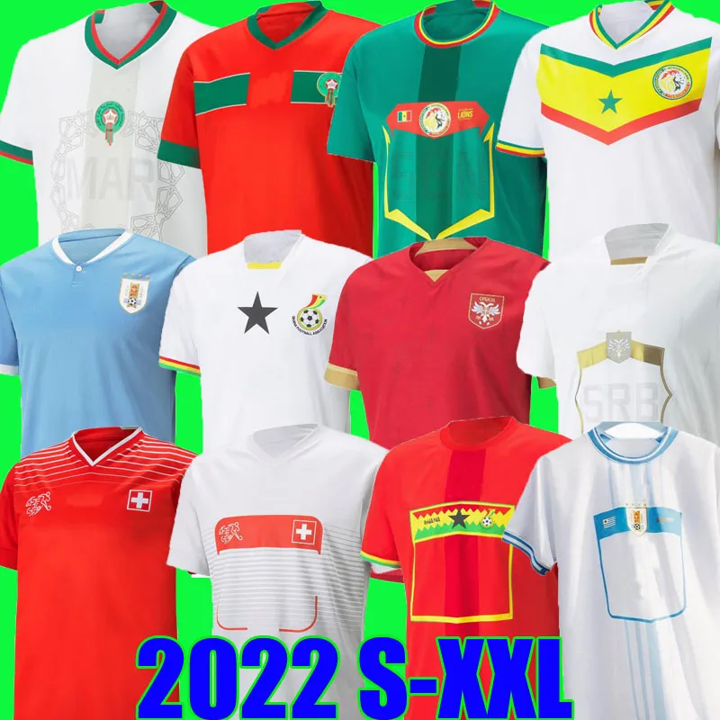2022 2023 Marocko Soccer Jersey Senegal Mane Hakimi Ghana 22 23 Schweiz Koulibaly Maillot Serbia Football Uniforms Shirts Vlahovic Mitrovic Tadic Uruguay Away Away Away Away Away Away