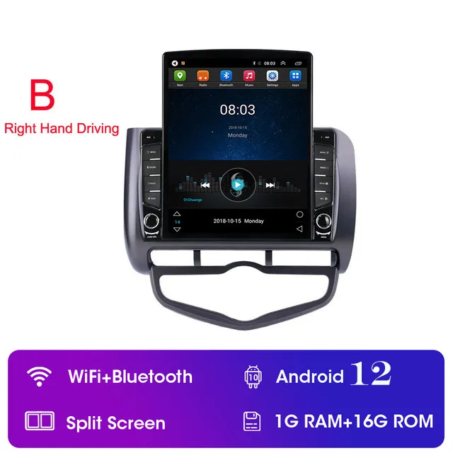 9 inch Android GPS Navigation Car Video voor 2006-Honda Jazz City Auto AC LHD met Bluetooth HD Touchscreen Support CarPlay DVR