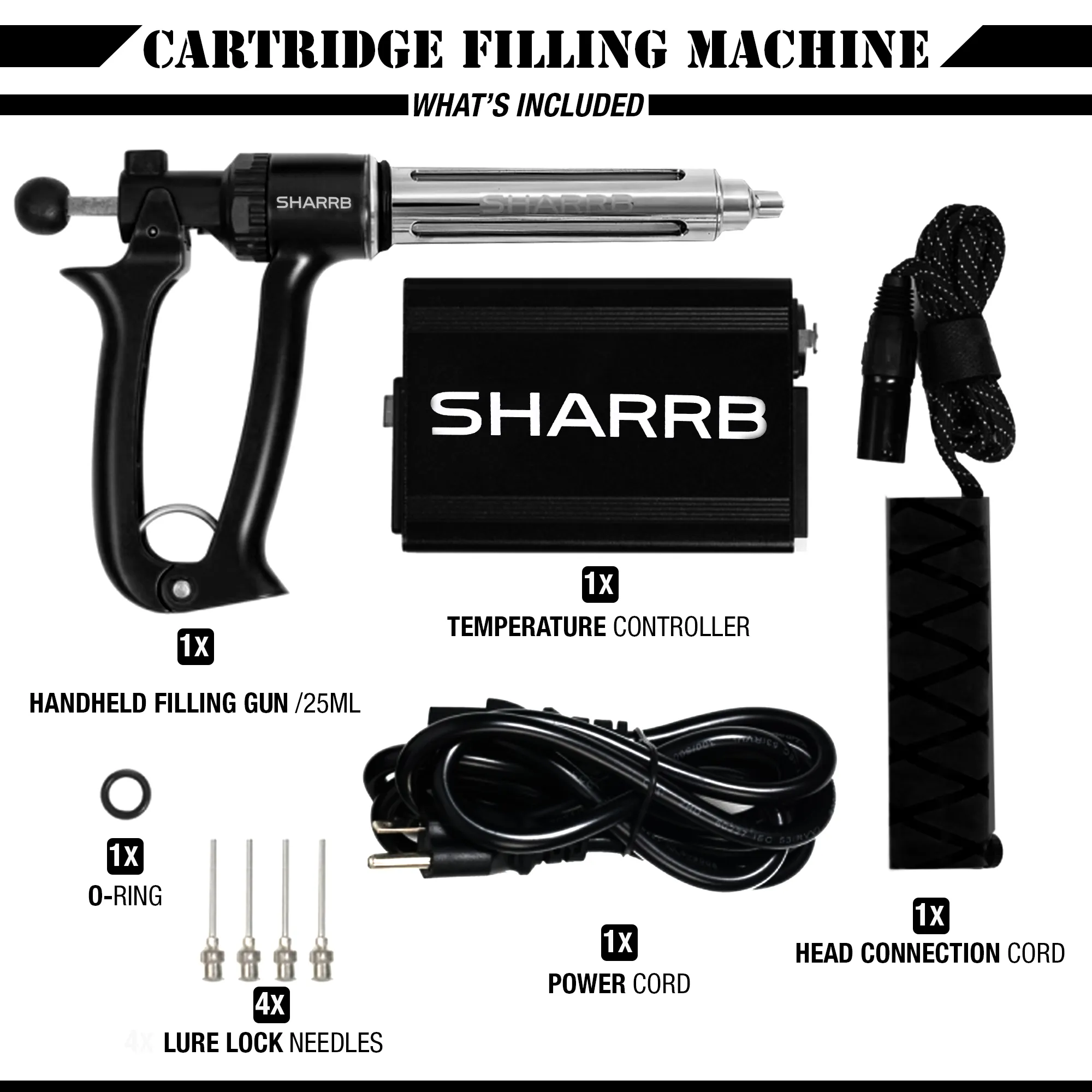 Sharrb Cartucho Premium Glass Prehing Tube Cart Filler com Controlador de temperatura Dispositivo Handheld Distille Usuário Cera de óleo grossa 0,5/1/2/2,5ml