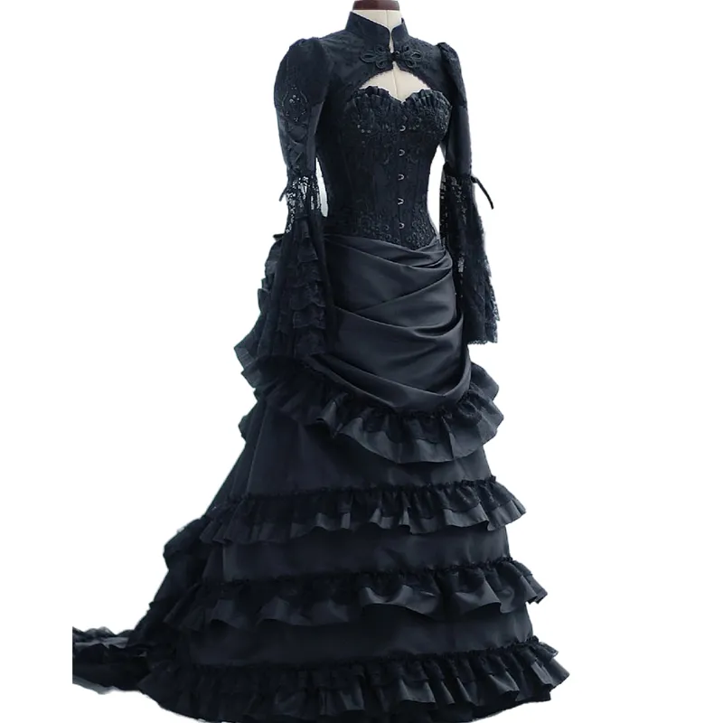 Économisez gros sur les achats en gros de Robes Victoriennes Gothiques  Noires Robes Gothiques: Robe De Mariée D'inspiration Victorienne, Robe  Corset À