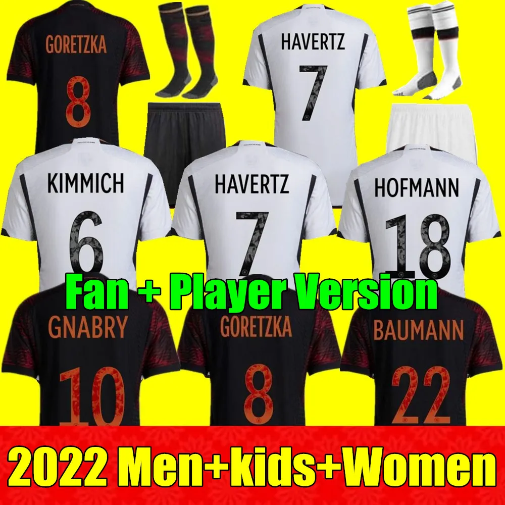 Nieuwe 2022 voetbaltruien Germanys Home Away Hummels World Kroos Werner Cup Muller voetbalshirt T Gotze Sanea Khedira Reus Duits 22 23 Mens Women Kids Kit Uniform