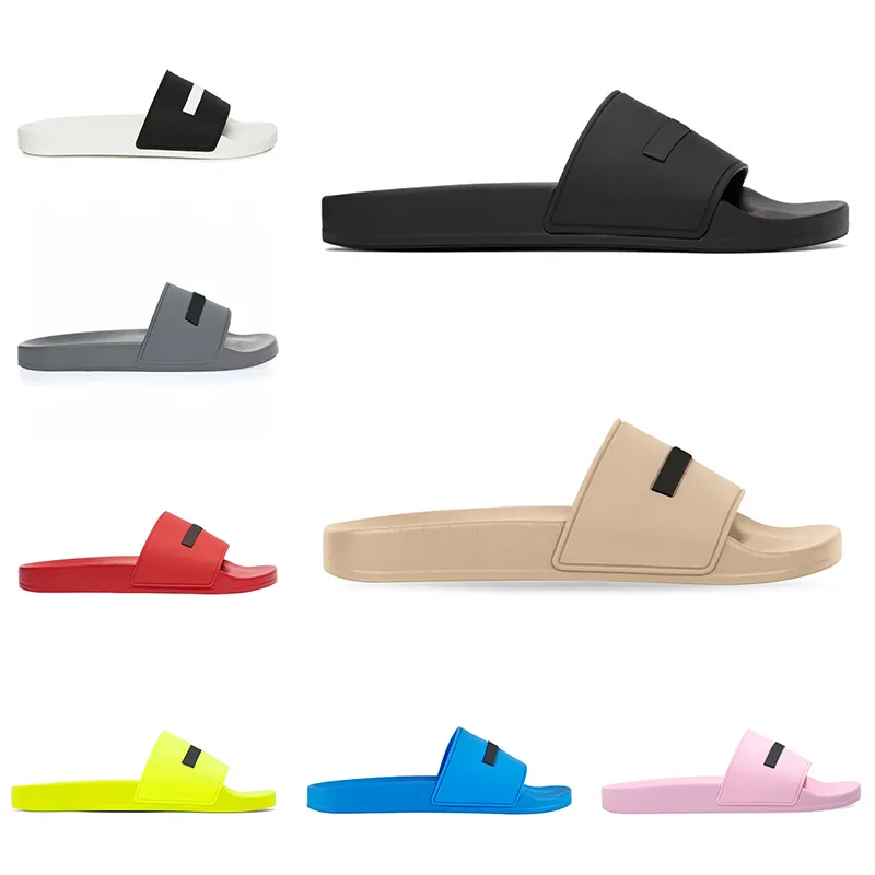 Trend Designer Slippers Men Women Summer Pool Slides Black Green White Ray Grey Beige Blue Pink Pink Yellow Red Mens Rubber Rubber Shoes Size 35-45