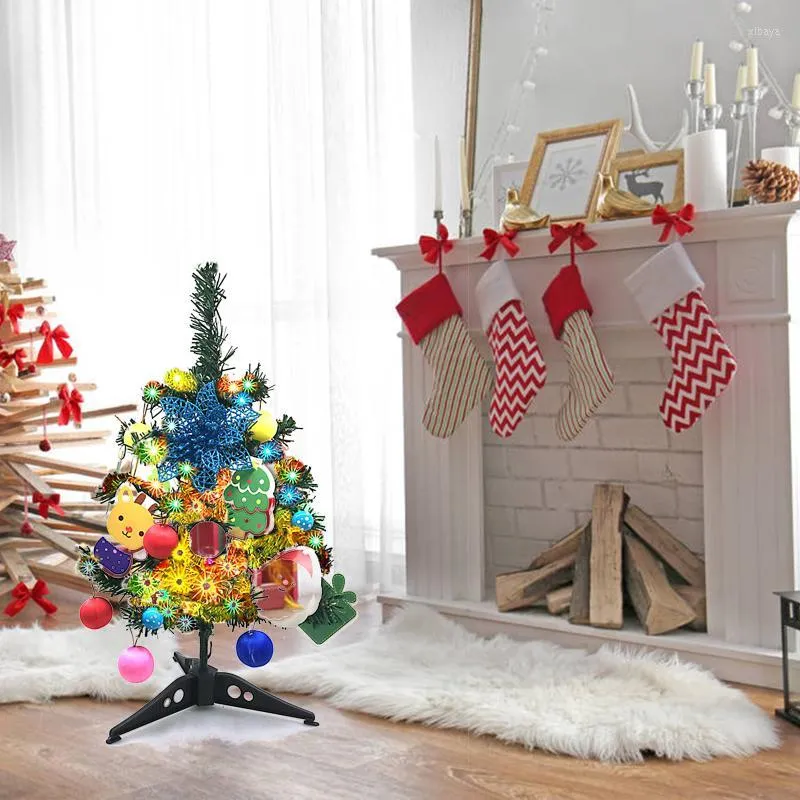 Juldekorationer med LED -strängljus dekoration prydnad hög kvalitet 45 cm/60 cm mini coloutful 45 cm 60 cm röd blå blomma falskt träd