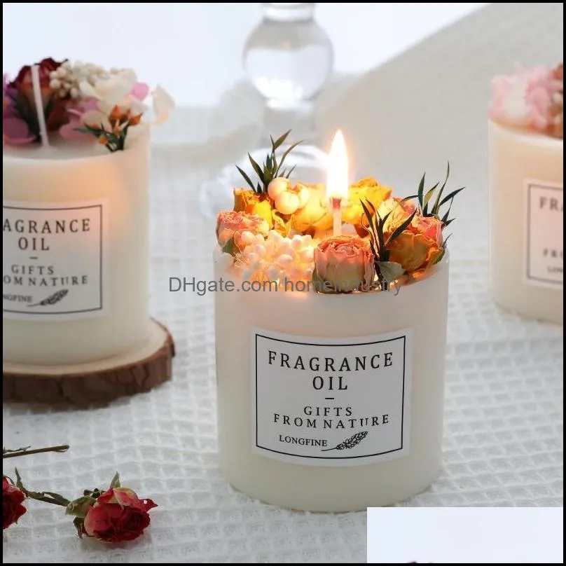 preserved decoration flower scented candles smoke free with base and gift box exquisite gifts