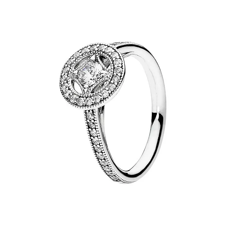 Authentique bague en argent sterling vintage cercle femmes filles bijoux de mariage pour pandora rose or petite amie cadeau anneaux avec boîte d'origine ensemble