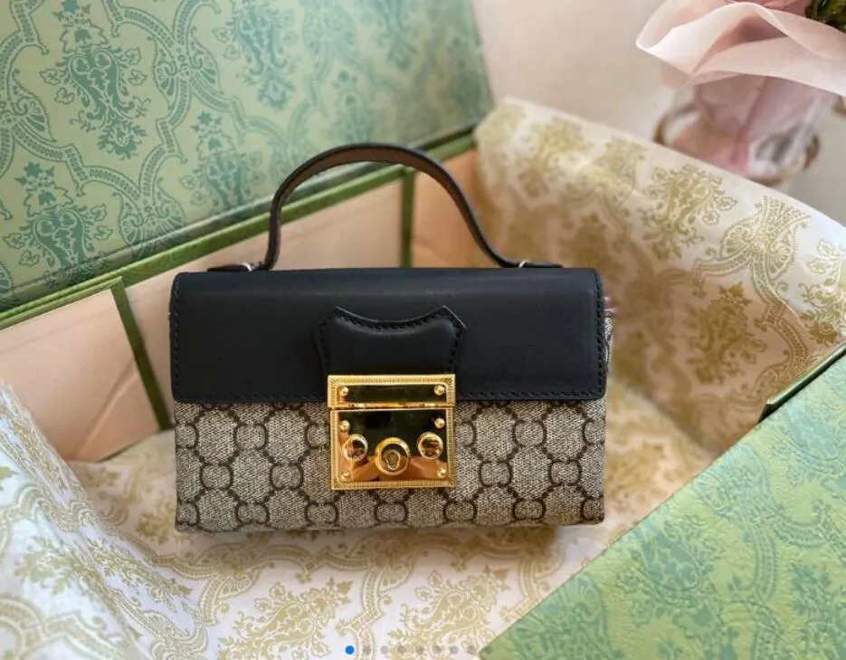 Designer mini Padlock Shoulder Bag fashion Handbags High Quality Cowhide luxury Hardware Chains Hasp Delicate Letter Flap Bags Women Fashion