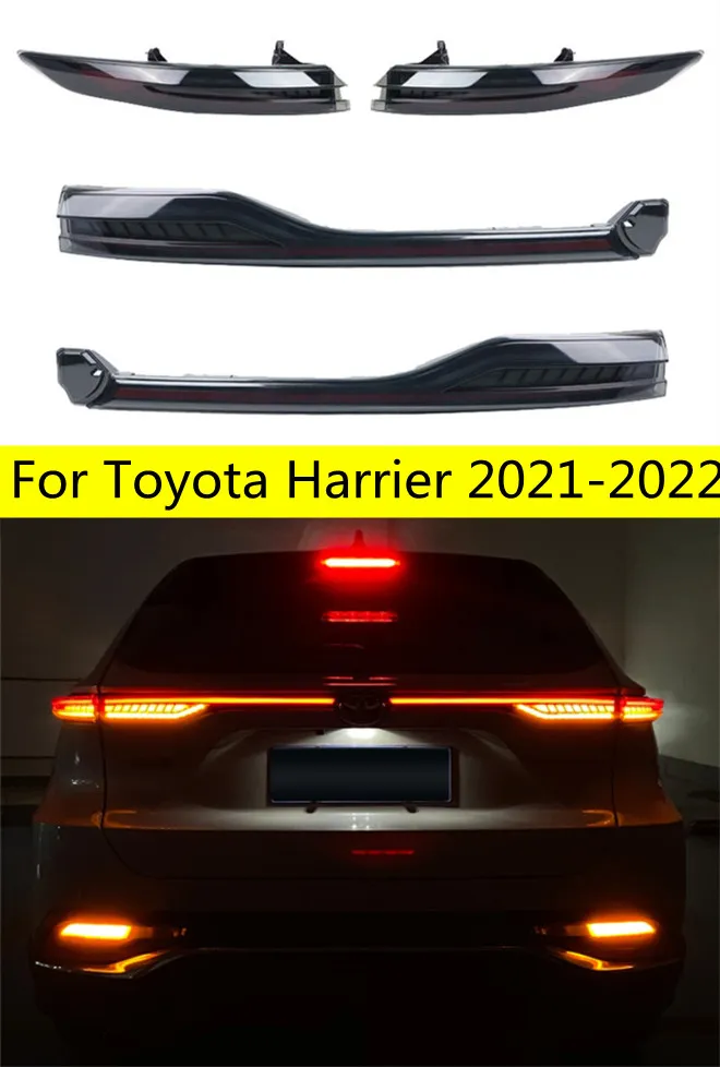 4pcs/مجموعة الخلاف الخلفي ل Toyota Harrier 2021-2022 LED إشارة انعطاف أضواء الضباب الخلفي مكابح عكس ملحقات مصباح الذيل