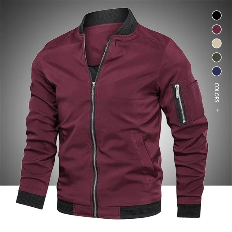 Men's Jackets Autumn Sping Mens Casual Jacket Fashion Zip Up Slim Fit Caots Male Trend Baseball Bomber Jacket Man Brand Overcoat 220831