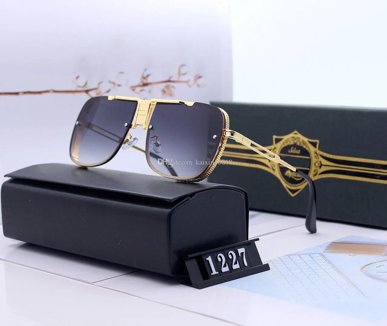 مصمم عالي الجودة أعلى جديدة ديتا أزياء النظارات الشمسية 1227 مان امرأة غير رسمية العلامة التجارية العدسات الشمس العدسات الشخصية مع مربع العلبة DT1227 026K