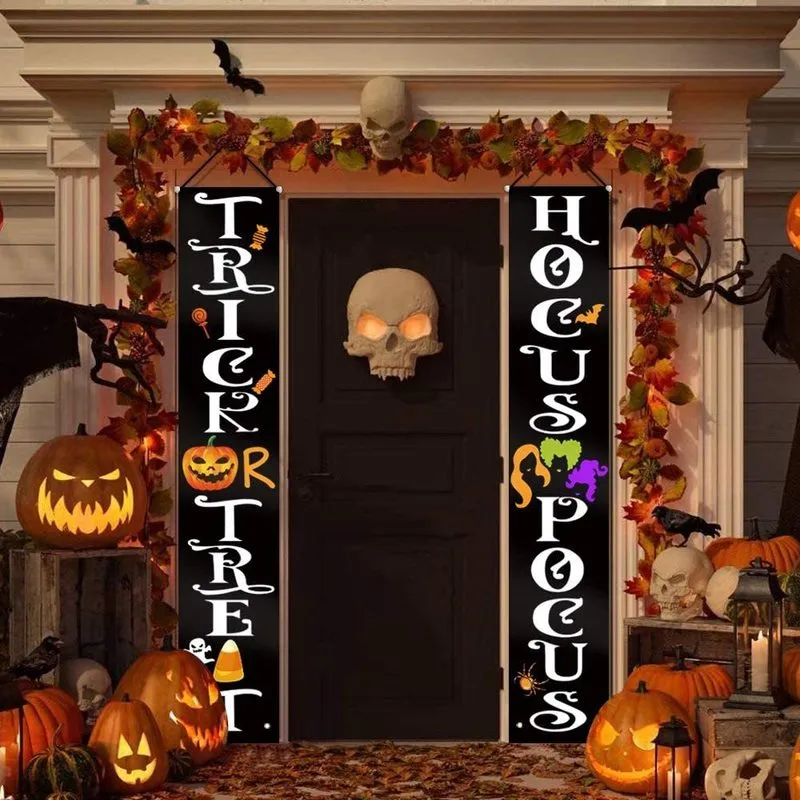 Outros adesivos decorativos Decorações de Halloween truques ou tratamento de hocus pocus grandes faixas de bruxa sinais de varanda para a porta da frente do lado de fora do quintal Garland 220901