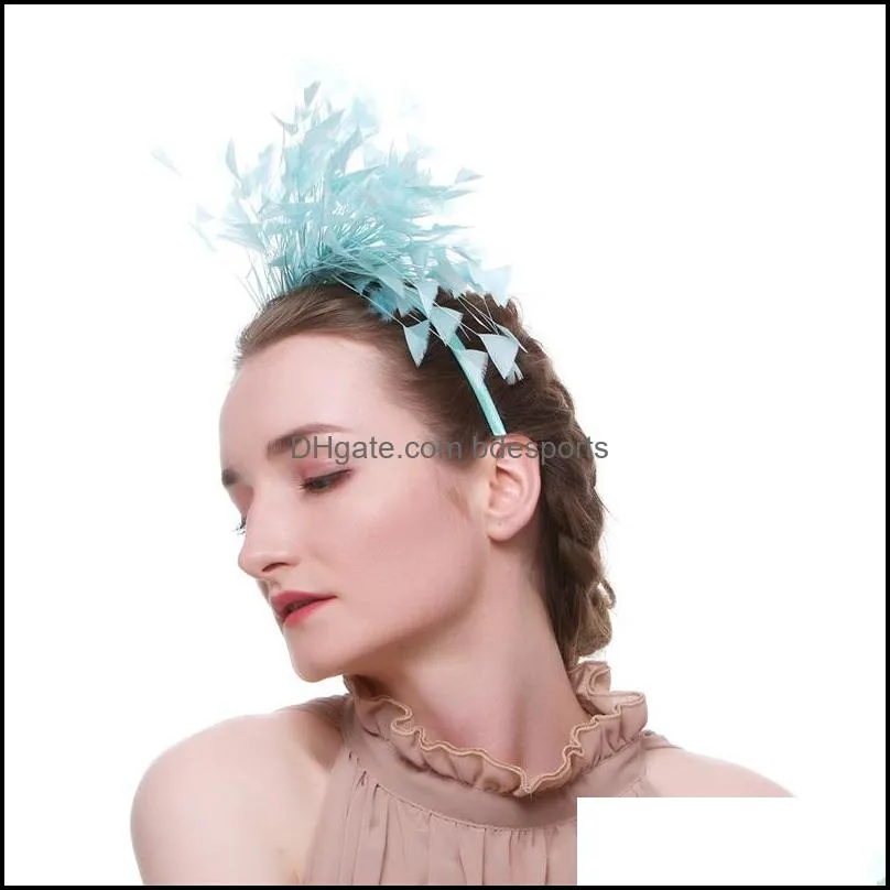 Party Favor Girl Feather Hair Hoop Party Head Band Wedding Classic Headwear Fashion Selling With Blue Green Color 11dx J1 Drop Delive DHH8I