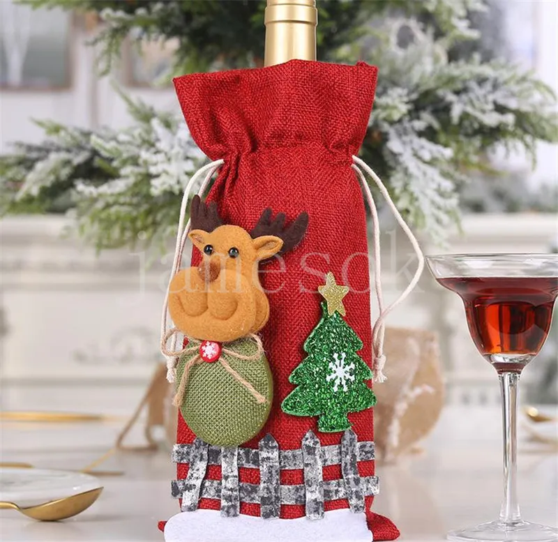 Christmas Wine Bottle Cover Merry Christmas Decor Holiday Santa Claus Champagne Bottle Cover Christmas Decorations For Home de740
