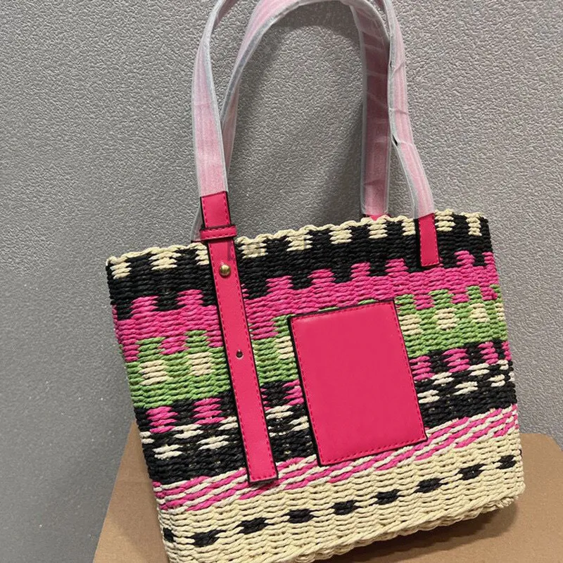 Tasarımcı çanta modası Yeni bayan çanta bayan hasır plaj çantası bayan bez çantalar örgü tek omuz tote kadın alışveriş Hakiki Çanta Renk Örgü el çantaları