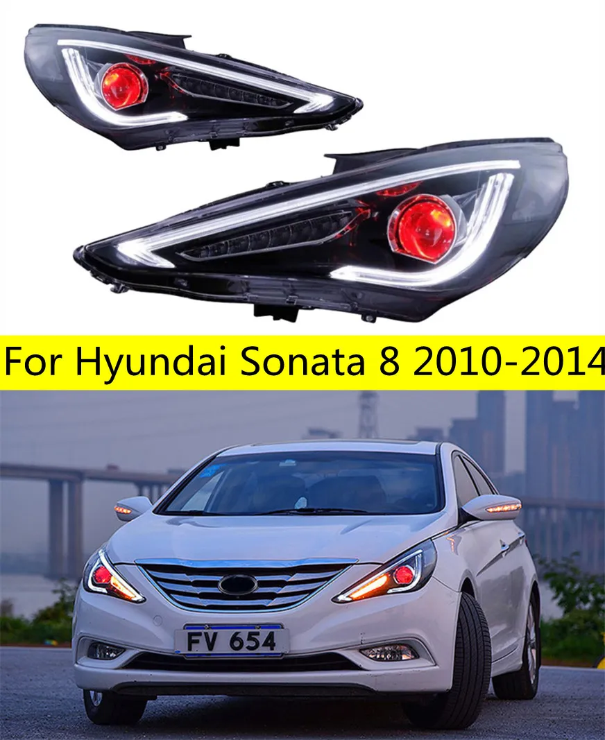 현대 소나타 8 2010-2014 전면 헤드 라이트 교체 DRL 주간 조명 프로젝터 성형기의 LED 헤드 라이트 부품