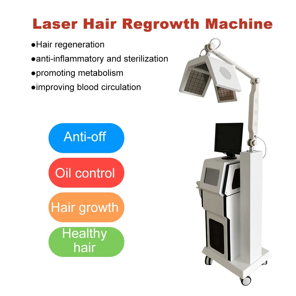 Hair Growth Machine 650nm Laser Anti Hair Loss Treatment Products Detection Painless Hairs Regrowth Device High Frequency Comb BIO Diode With 190pcs Red Light