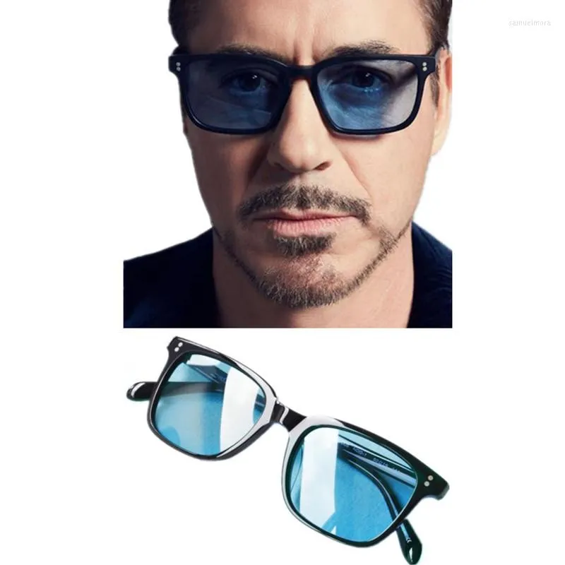 Óculos de sol Robert Downey Star V5301S Square HD Seablue Óculos de lente UV400 Leve Concise Fullrim Plank 50-19-144 Driving Go