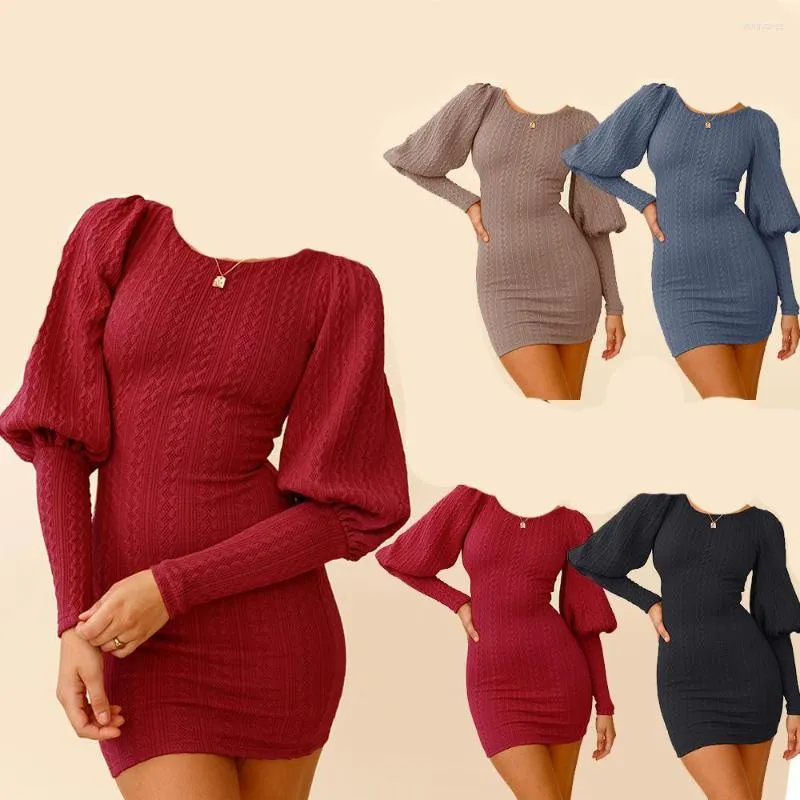 Casual Kleider 2022 Herbst-Winter Frauen Sexy Dünne Gestrickte Kurze Paket Hüfte Mini Rock Party Kleid Schwarz